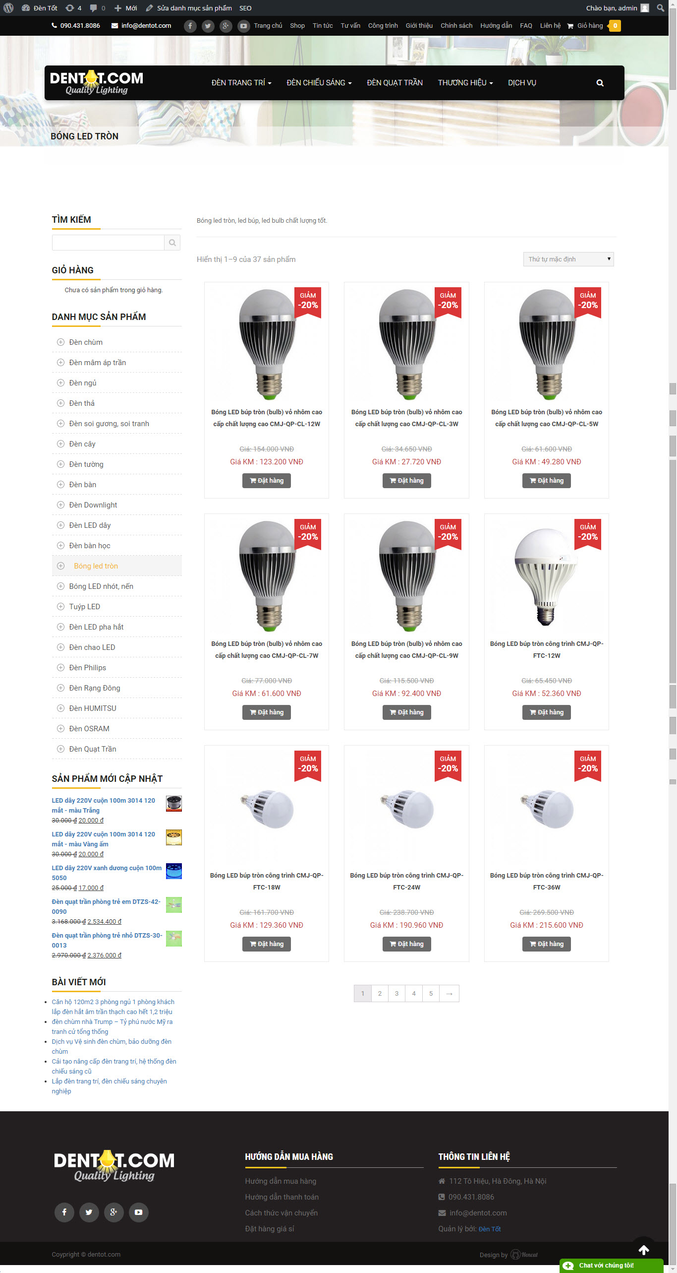 Đèn led tròn tiết kiệm điện tại DENTOT.COM